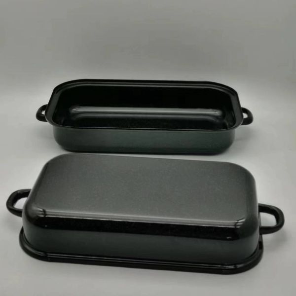 Classical Style Enamel Rectangular Casserole Dish Set Carbon Steel Baking Pans With Lid