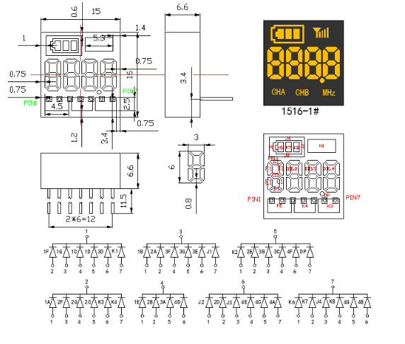 15x16mm 4 Digit Seven Segment LED Display Yellow Colour For Microphone