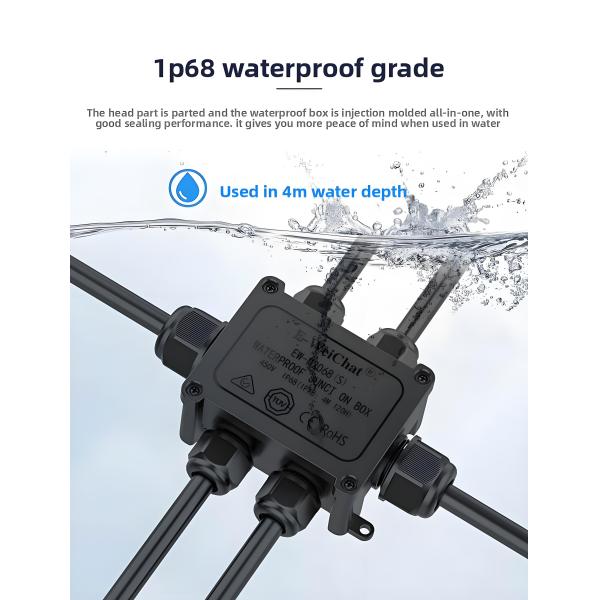 Waterproof Through-Type Junction Box - 1 In 5 Out Cable Gland Connector