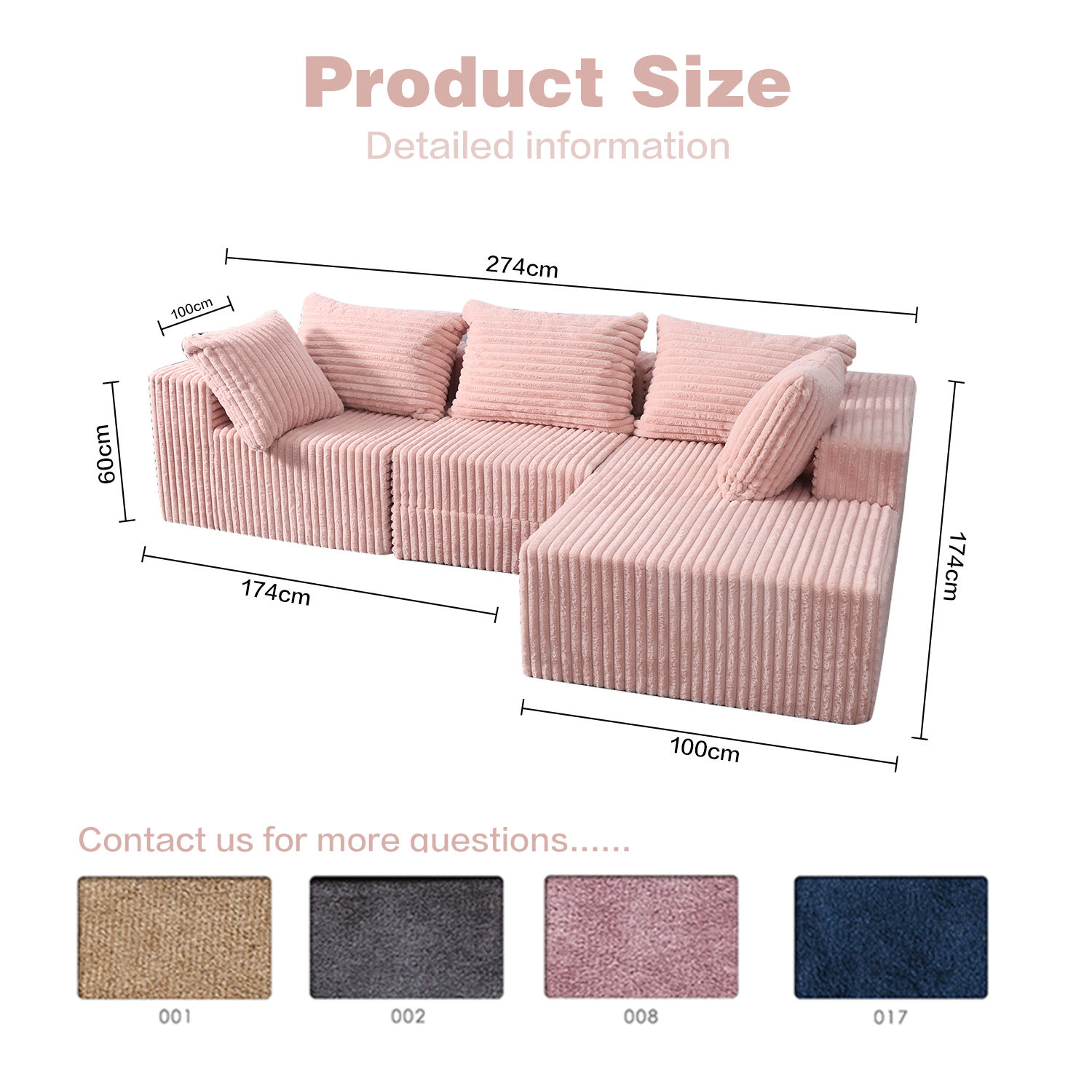 Modular Compressed Reclining L-Shaped Sectional Sofa Bed with High-Density Sponge Foldable Design for Living Room