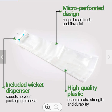 Recycle Transparent Poly Wicketed Bags Plastic Bread Bag With Gravure Printing