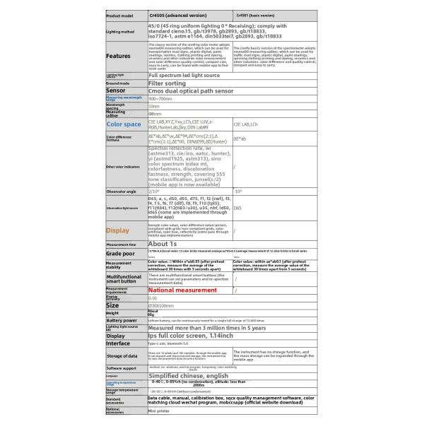 3nh Portable Laboratory Colorimeter Color Difference Treasure CR4501 Paint Coating Plastic Meter