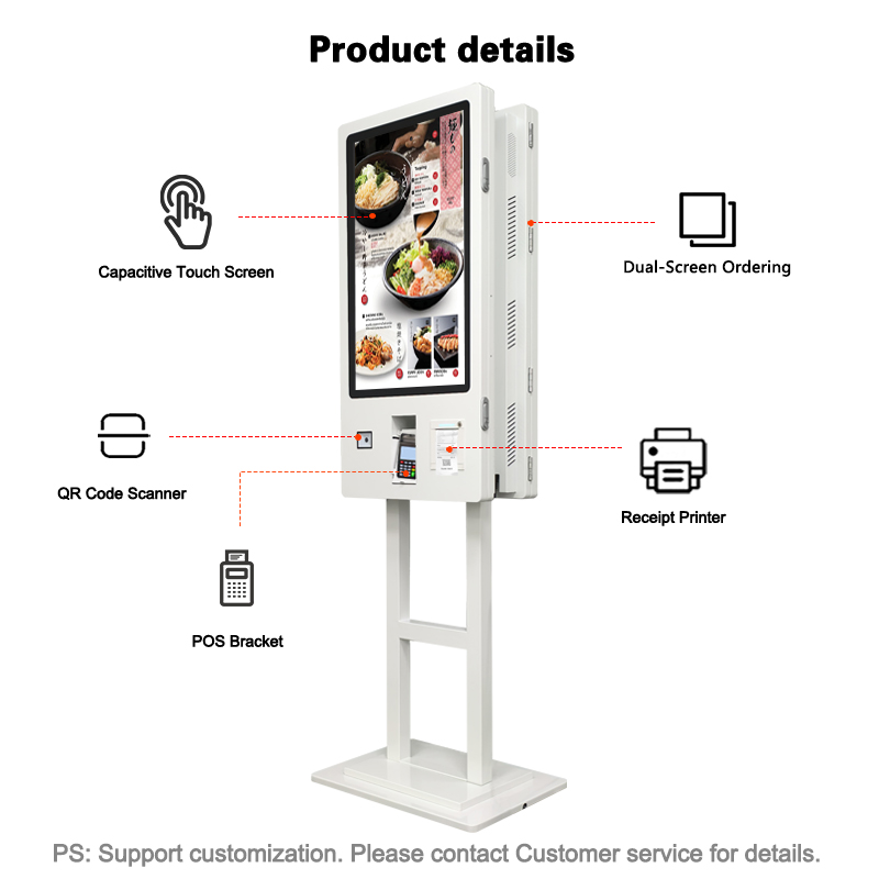32 inch Double Sided Self Service Touch Screen Kiosk with Thermal Printer for Restaurants