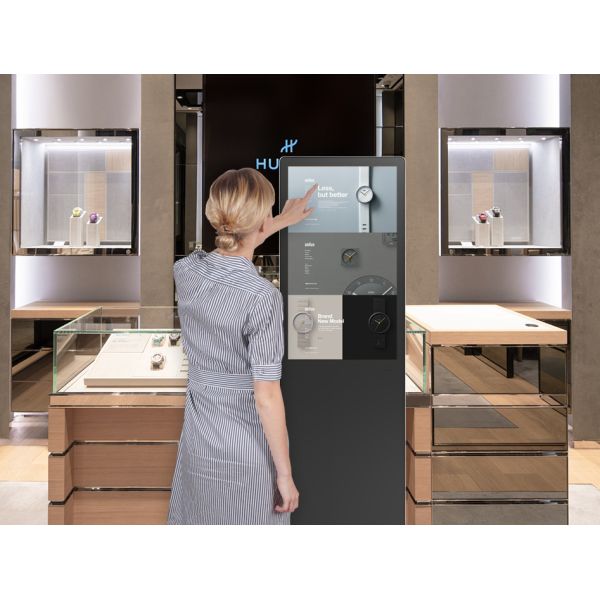 Floor Standing Indoor Touch Screen Digital Signage Interactive Kiosk Capacitive 4K UHD Android Commercial