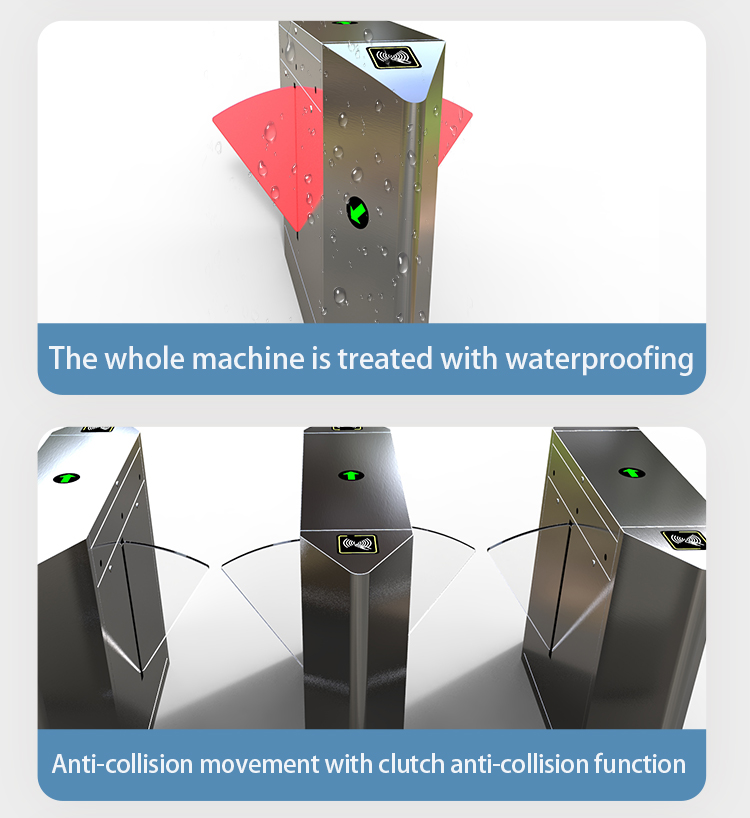 Revolving Flap Barrier Turnstile Gate With Card Reader / Fingerprint Access Control