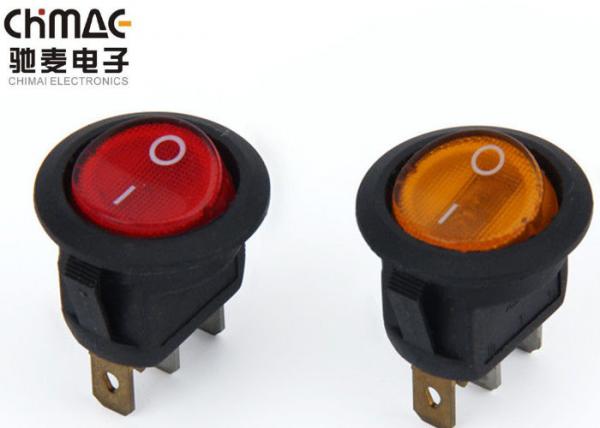 Quality Illuminated LED Round Rocker Switch 220V / 110V Kcd1 - 106 T85 Pa66 10000 Cycles for sale