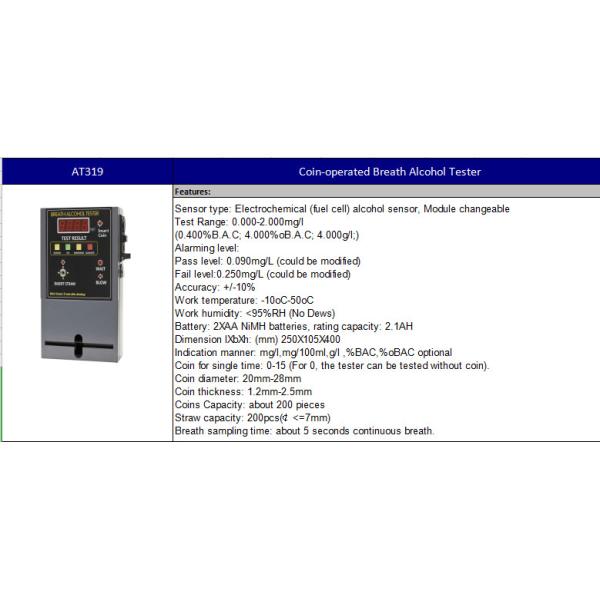 Rohs At319 Coin Operated Breath Alcohol Tester Vending Machine Fuel Cell