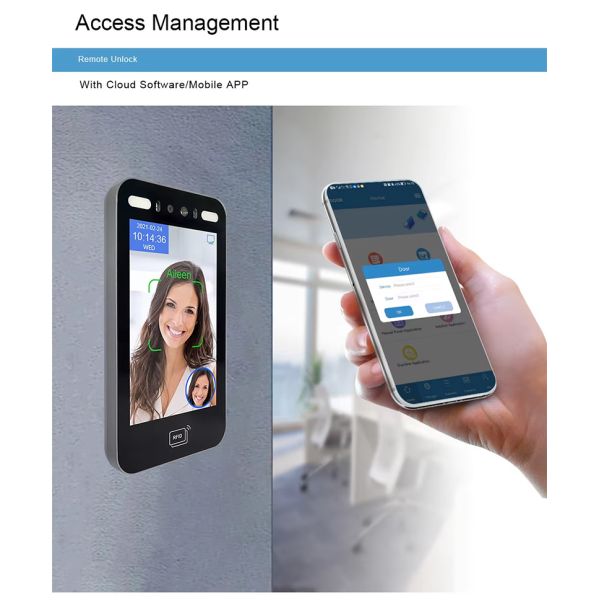 8 Inch Screen Dynamic Biometric Time Attendance System Fingerprint Face Recognition Access Control Device WIFI Cloud