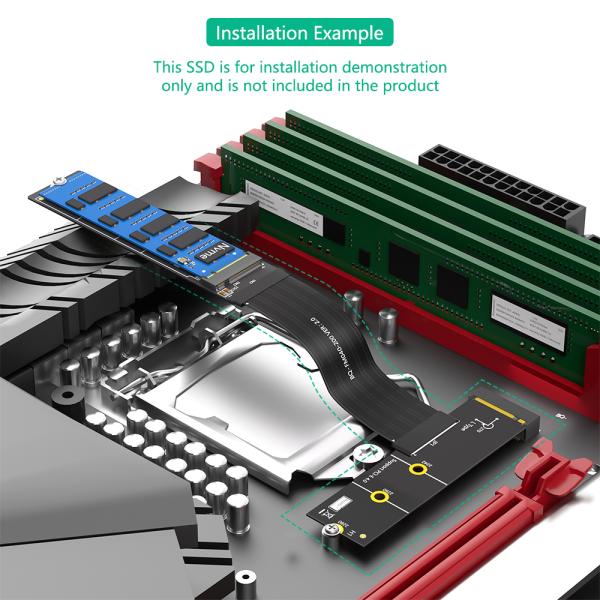 Upgrade Version 270 Degree NGFF M.2 M-Key NVME SSD Extension Cable Left Steering with LED Status Indicator
