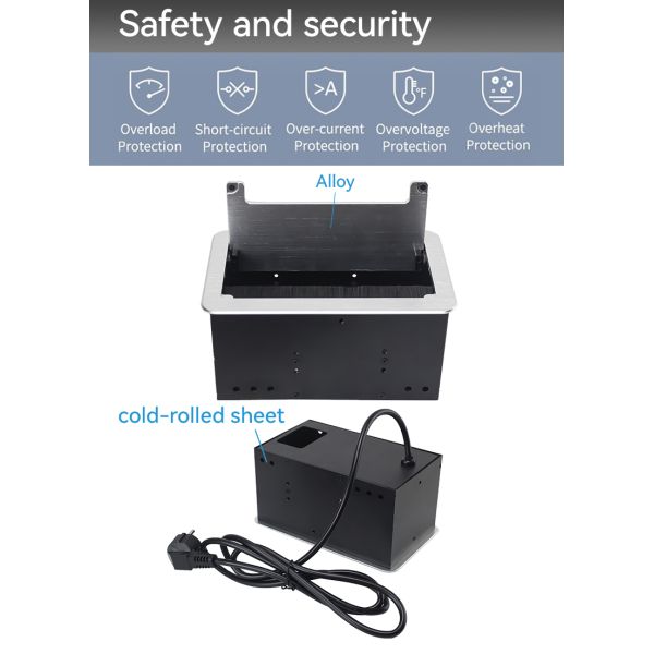 Modern Desktop Embedded Socket with 20W USB Charging Schuko Power Outlets and RJ45 CAT6 Port