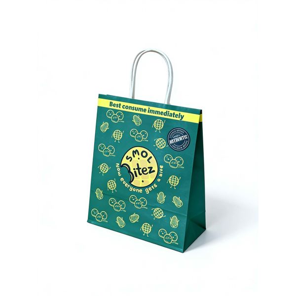 Custom Recyclable Disposable Kraft Paper Twisted Handle Bag Printing for Shopping Bakery