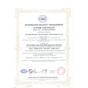 Chengdu Shuwei Communication Technology Co., Ltd. Certifications