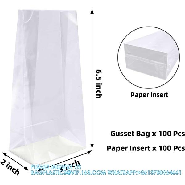 Opp Pla Packaging Bag Candy Bopp Clear Block Bottom Pouch Opp Square Bottom Bag Opp Cello Gusset Square Bottom Bag