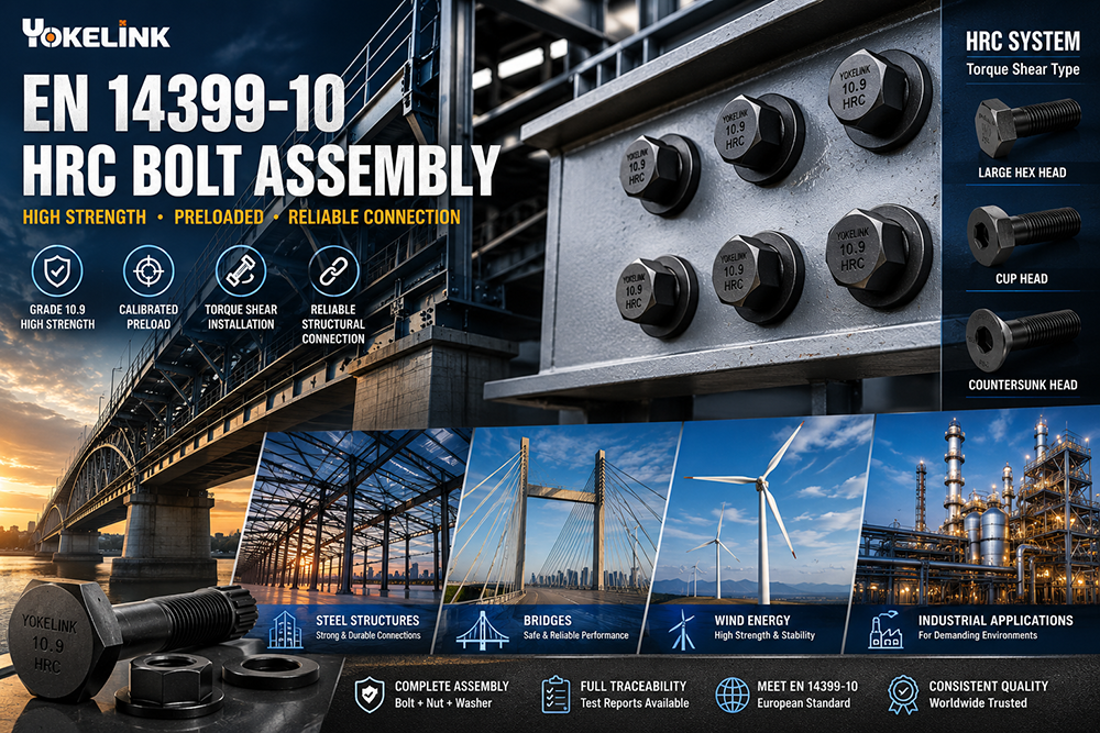 EN 14399-10 Cup Head HRC Grade 10.9 Structural Bolts Black Oxide