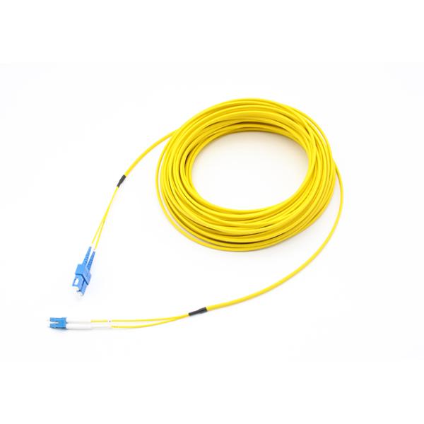 Flat Duplex Fiber Optic Patch Cables LC UPC - SC UPC Single Mode 9 / 125 SM DX 10m LSZH Jumper