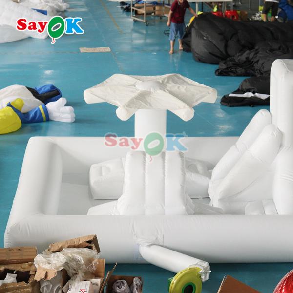Customized Fashionable Mini White Splash Pad Water Park Inflatable Obstacle Course Playground Castle Slide Combo