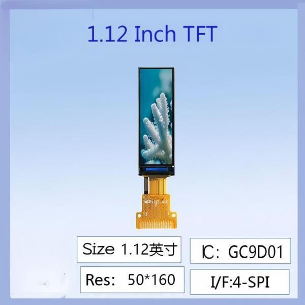 1.12-inch IPS TFT LCD Screen | 50×160 Dot Matrix Serial Screen with GC9D01 Driver, Special for Industrial Equipment Status Bars / Smart Wearables,