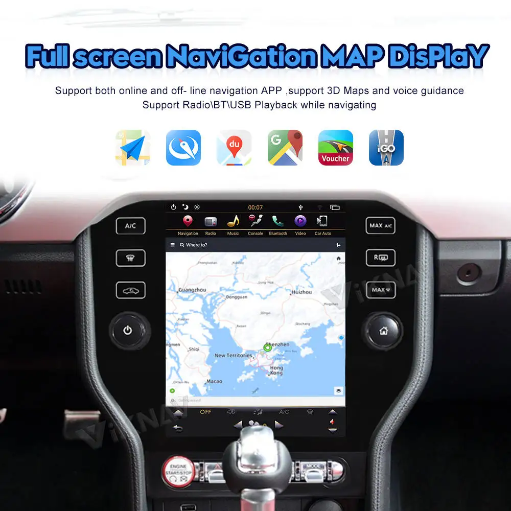 Viknav Touch Screen Car Radio For Ford Mustang 2014-2021 Video Player Head Unit Auro Stereo Android GPS Navigation Carplay