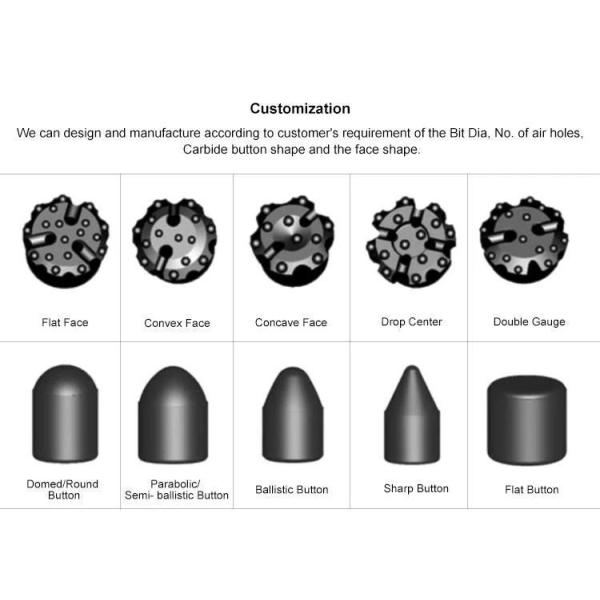 Bench Drilling 3&prime;&prime; 4&prime;&prime; 5&prime;&prime; 6&prime;&prime; Button Bit Threaded Drill Bit DTH Bits