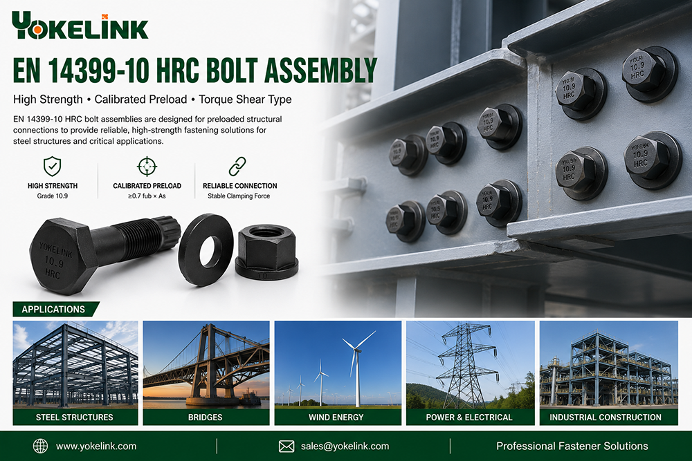 EN 14399-10 Cup Head HRC Grade 10.9 Structural Bolts Black Oxide