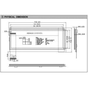480*160 Graphic LCD Module FSTN 6H Transflective Positive Industrial Display