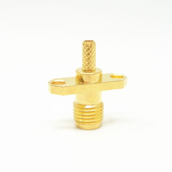 SMA Connector RF Flange Female Two Hole with Gold-plated Brass PTFE Insulator and DC-6GHz Frequency Range