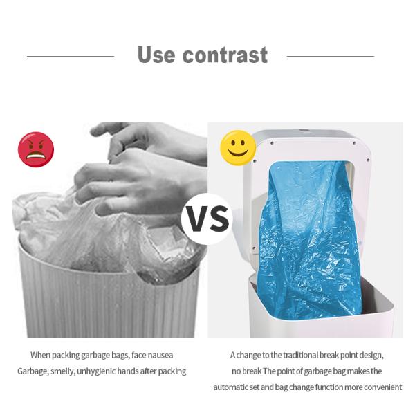 Automatic bagging installation bag systems sealing smart sensor trash can bags for smart waste bin