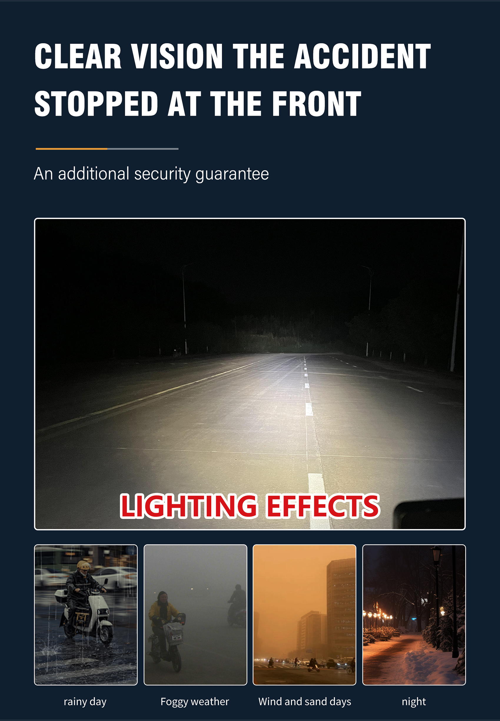 2400LM Motorcycle External Spotlight 9‑80V Wide Voltage, Smart Temp Control