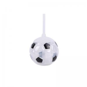 China Plastic Football Shaped Cup With Straw Cute Milk Tea Cup Portable Juice Bottle With Lid on sale