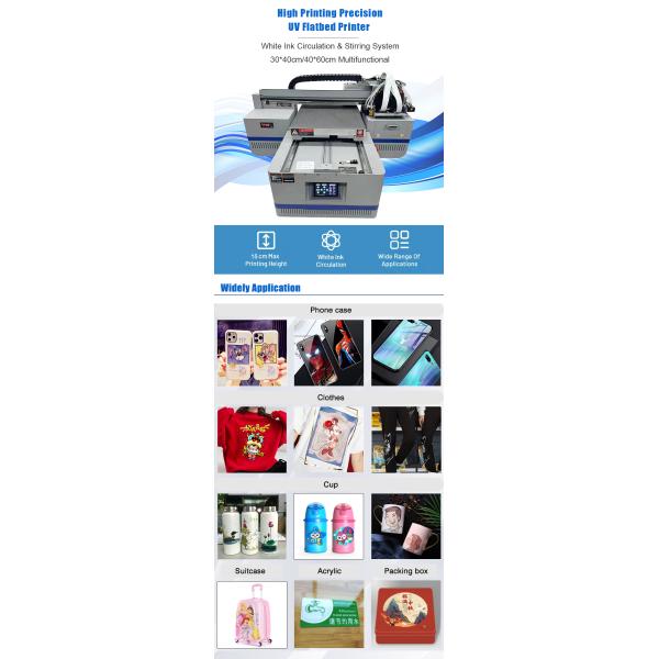 Multifunctional LED UV Flatbed Printer C+W+Varnish Small 4060 A2 Size Uv Dtf Sticker Pen Bottle Phone Case Printer