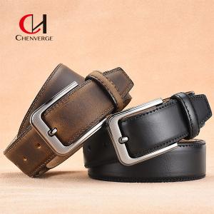 Wholesale First Layer Cowhide Leather Belt Simple Needle Seven Level Electroplated Buckle from china suppliers