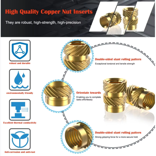 M1.0 To M2.0 Micro Hot Melt Nuts Copper For Thin Wall Plastic To Electronics