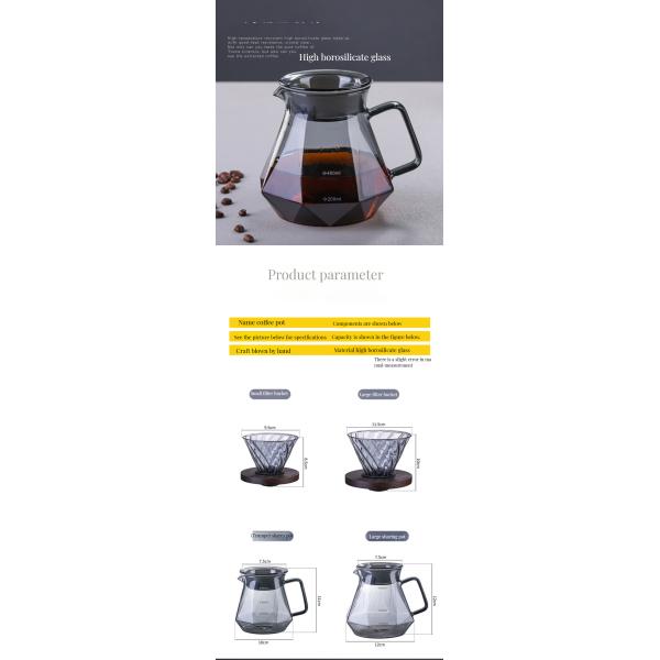 Office Drinkware Type Coffee Tea Sets Durable Transparent Borosilicate Glass Dripper