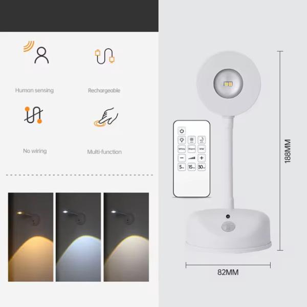 Three Color Adjustable Led Motion Sensor Spotlight Remote Control