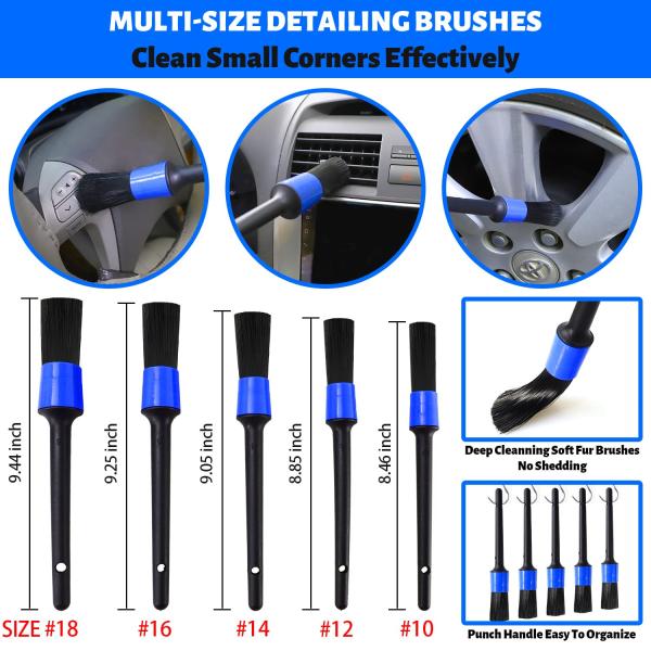 Car Brush With Long Handle 22 Pcs Car Detailing Kit Brushes Set Interior Cleaning With Auto Drill Soft Brush Attachment Sponge Polishing Pads