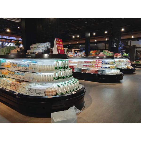 Semi Vertical Supermarket Open Display Fridge Round Island Refrigerator