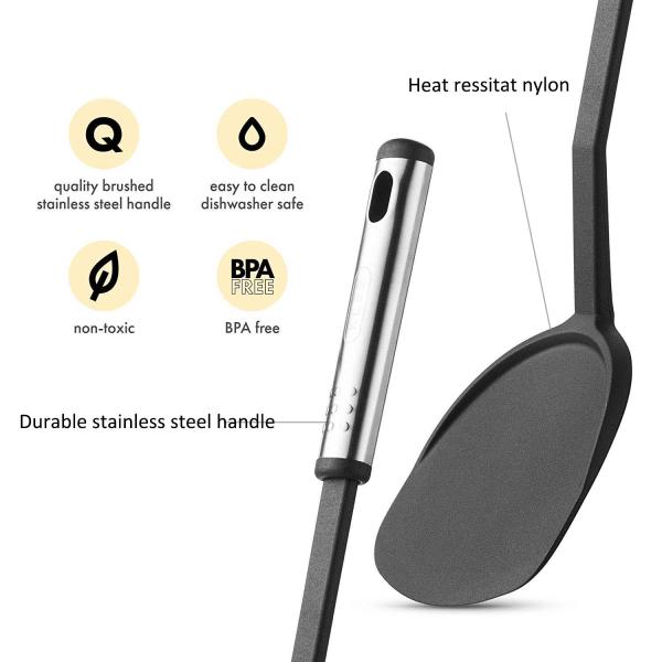 Kitchen Utensil Set Made of Stainless Steel with Heat Resistant Handle up to 210C