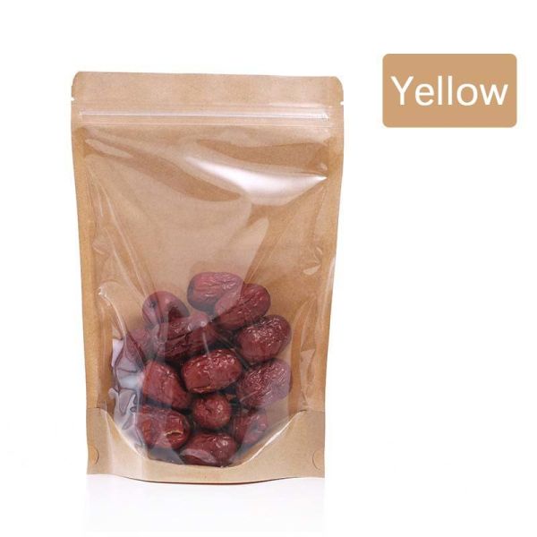 Customizable Stand up Pouch With Window Kraft Paper Food Packaging Bag Ziplock Bag