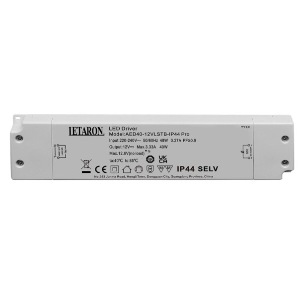 One-stop Smart Lighting System Provider Custom LED Power Supply ODM Flicker Free 40W 12V IP44 Letaron LED Driver Constant Voltage for Mirror Light