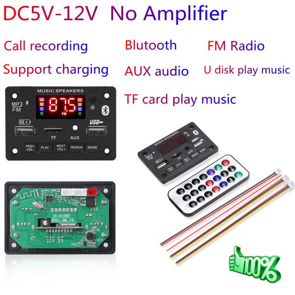 Wireless BT 5.0 MP3 Player Module with 6-12V DC and Lossless Audio Support for Car Audio Systems