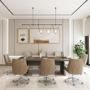 Advanced Nordic minimalism, high-end long table business reception, modern