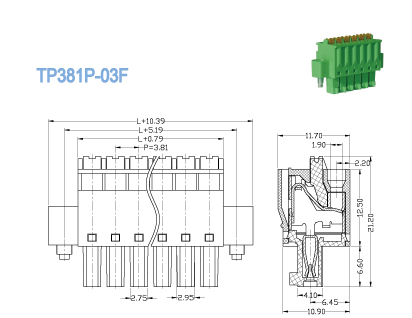 Plug Plug - in Terminal Block Female Sockets Pitch 3.81mm 300V 8A 2P - 20P Pluggable Terminal Block