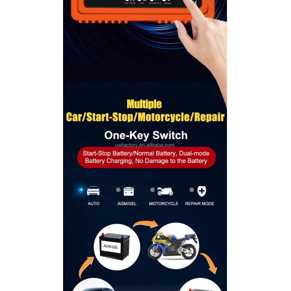 Digital Display 12v 24v 10a High Power Intelligent Battery Charger for Car and Motorcycle Battery Maintenance