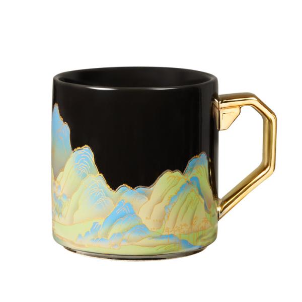 Exquisite Hand Painted Gold Handle Mug