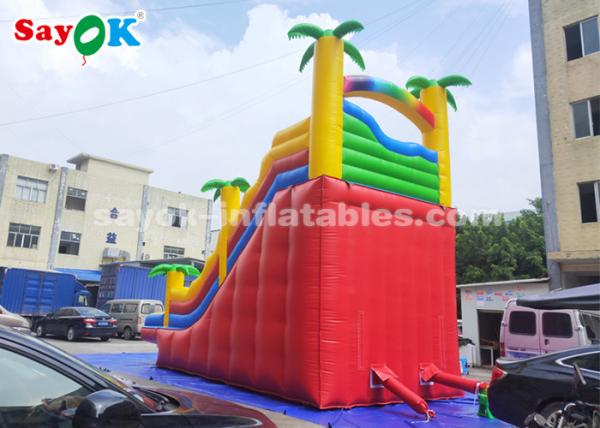 Huge Inflatable Slide 8*4*7m PVC Coconut Tree Inflatable Bouncer Slide With Two Air Blower For Kids