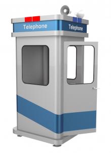 China Vandal Resistant Soundproof Phone Booth Robust Galvanised Metal Material Stand Alone on sale