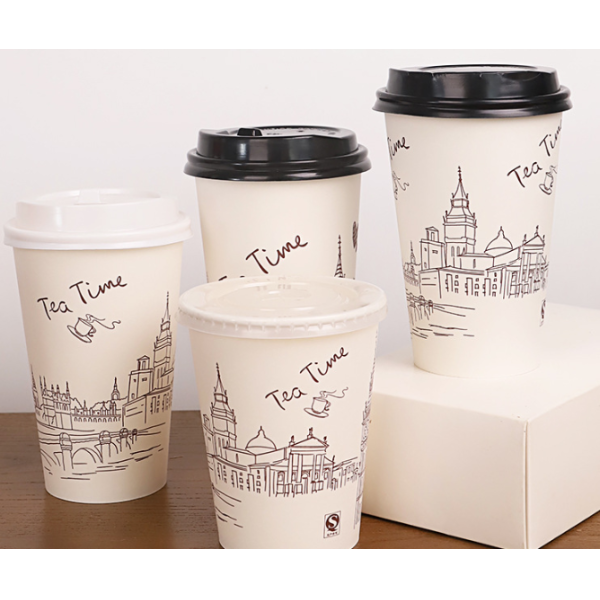 9cm Height Double Wall Hollow Biodegradable Coffee Cup Custom Logo Hot Cold Drinks