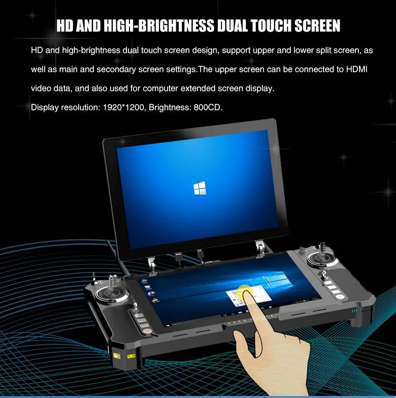 T30S Rugged Handheld Drone Ground Control Station System Dual Screen Remote Controller GCS Search Rescue Wildlife Monitoring UAV