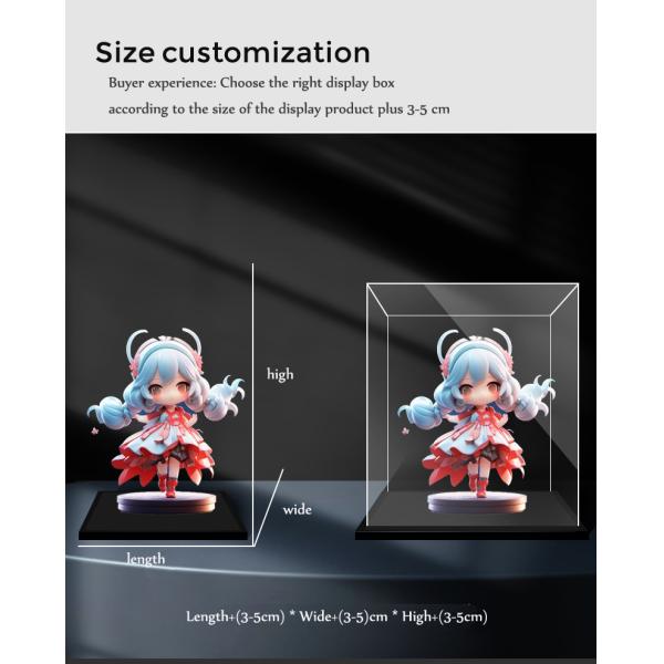 Light Duty Transparent 5 Sided Acrylic Display Box Custom Collectibles Display Case