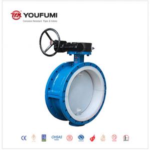 Wholesale Flanged PTFE Lined Butterfly Valve DN500 PN16 Anticorrosion For Caustic Soda from china suppliers